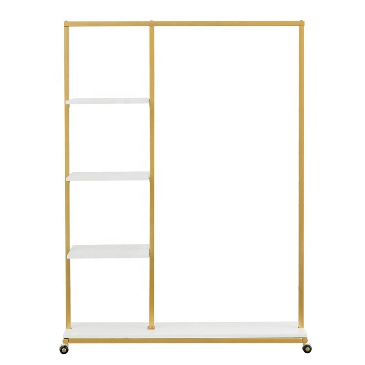 Gold Clothing Racks Modern Floor Standing Clothes Display Racks Hanging Clothes Garment Rack Bedroom Living Room Cloth Store