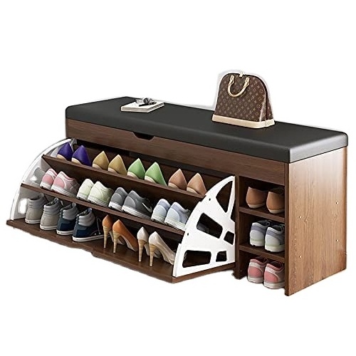 Display Shoe Storage Bench Hidden Multifunctional Shoe Rack Leather Entryway Seat Metal Customized Living Room Modern Furniture