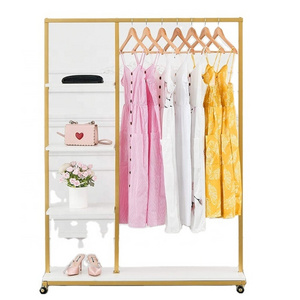 Gold Clothing Racks Modern Floor Standing Clothes Display Racks Hanging Clothes Garment Rack Bedroom Living Room Cloth Store