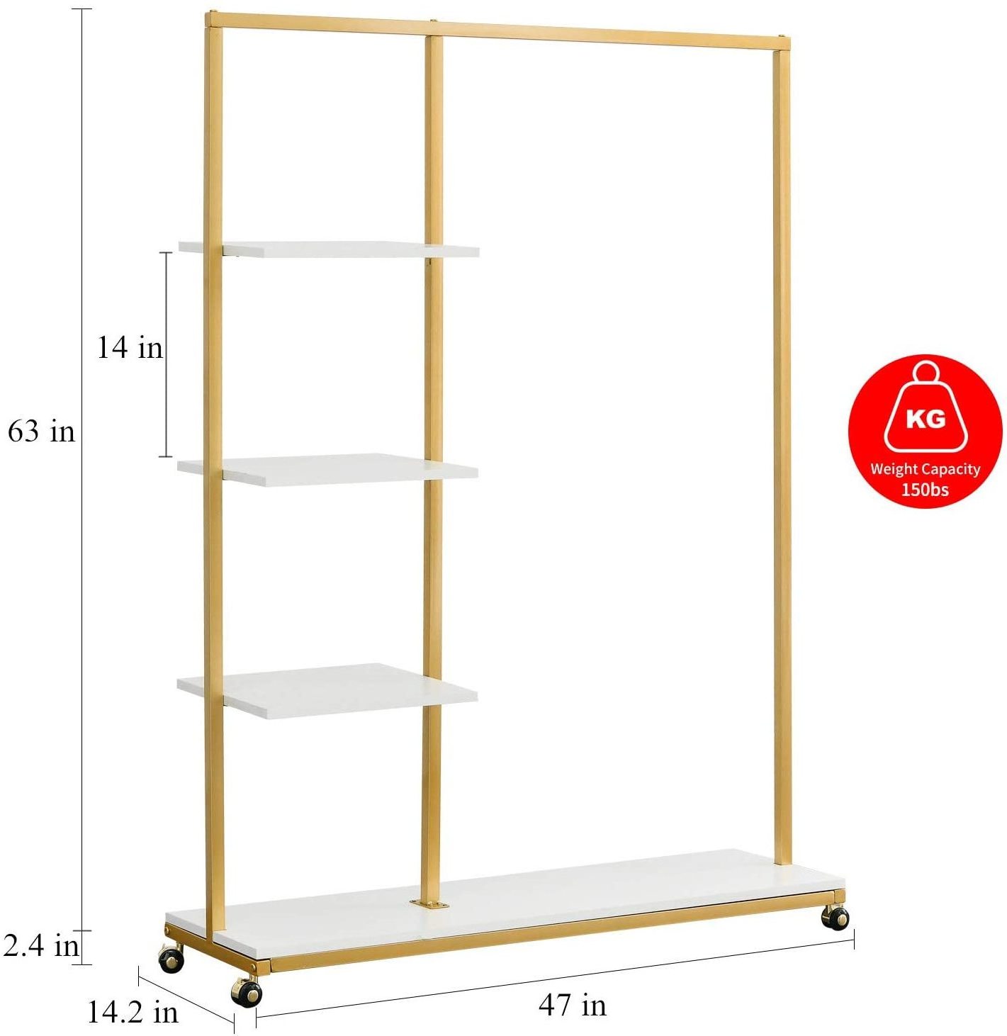 Gold Clothing Racks Modern Floor Standing Clothes Display Racks Hanging Clothes Garment Rack Bedroom Living Room Cloth Store