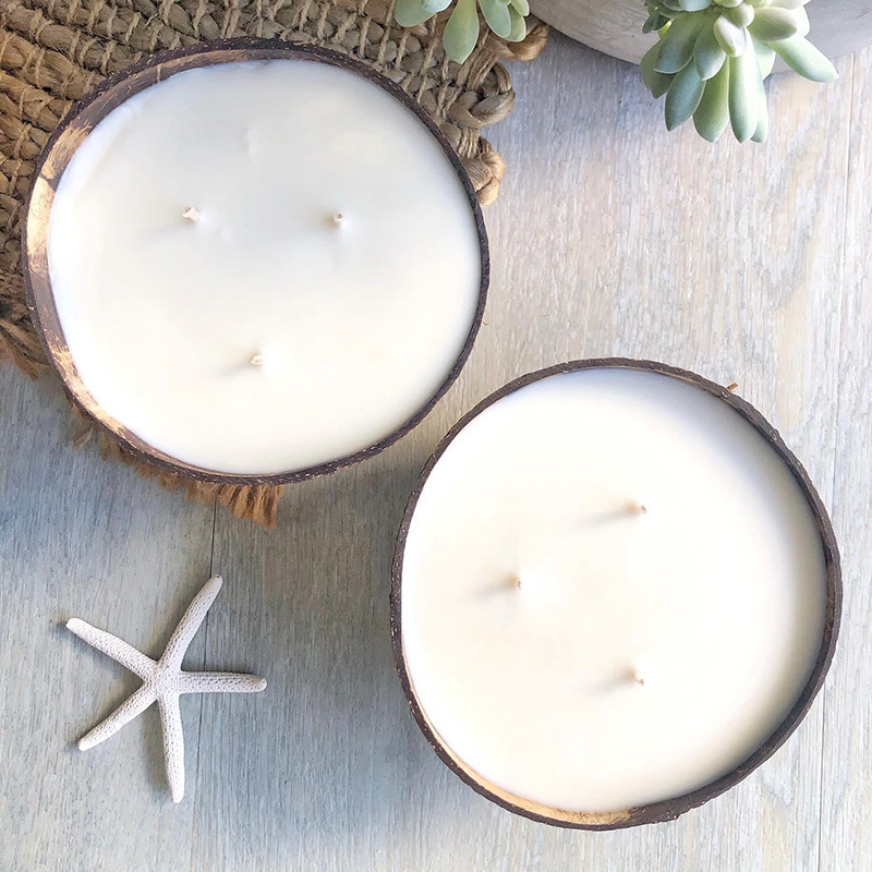 Eco Friendly Clean Burning Soy Coconut Wax Candle Handmade In Real Coconut Scented Shell Candles Coconut Bowl Candle