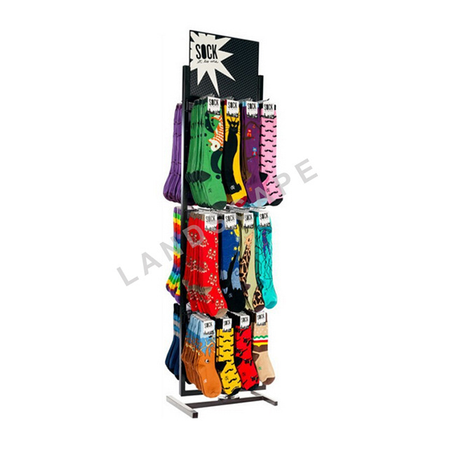 Customizable Store Display Stand For Socks / Double Sides Wall Hanging Sock Display Rack / Two Sides Floor Metal Display Factory