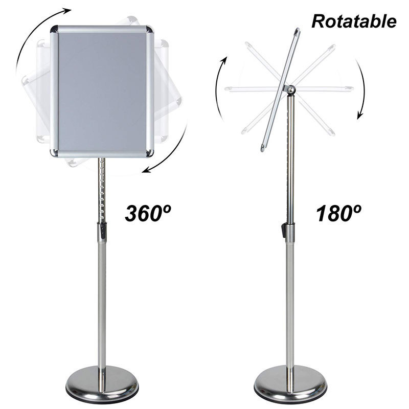 Floor Standing Poster Displays Sign Holder Adjustable Rotating A4 A3 A2 Metal Poster Stand For Holding Menu