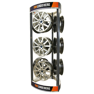 3 Sided Rotating Heavy Duty Floor Metal Wheels Rim Racks Retail Metal Tire Display Rack Stand