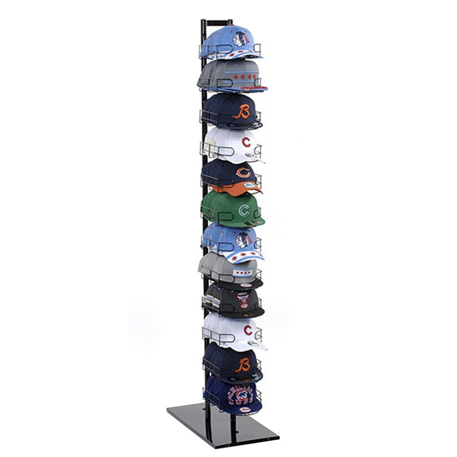 Customized Floor Standing Hanging Cap Display Racks Metal Rotating Display Stand Hats Display Shelves for Retail Store stand