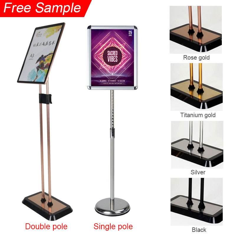 Floor Standing Poster Displays Sign Holder Adjustable Rotating A4 A3 A2 Metal Poster Stand For Holding Menu