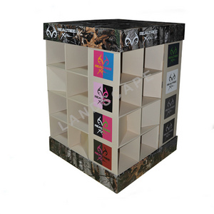 Customized Cardboard Display Racks with 4 Sided T Shirt Display Stands for Shopping Mall