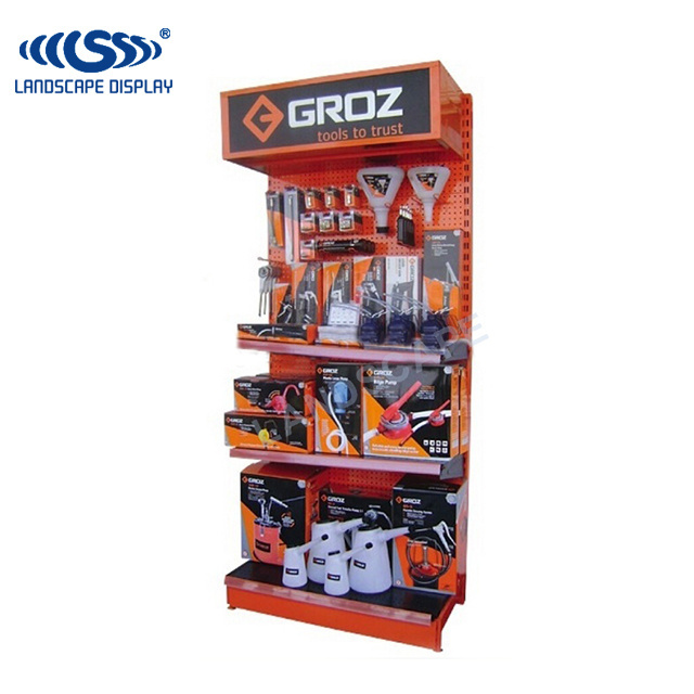 Floor Standing Metal Retail Display Rack For Power Tools / Power Tool Hanging Display Shelf Stand