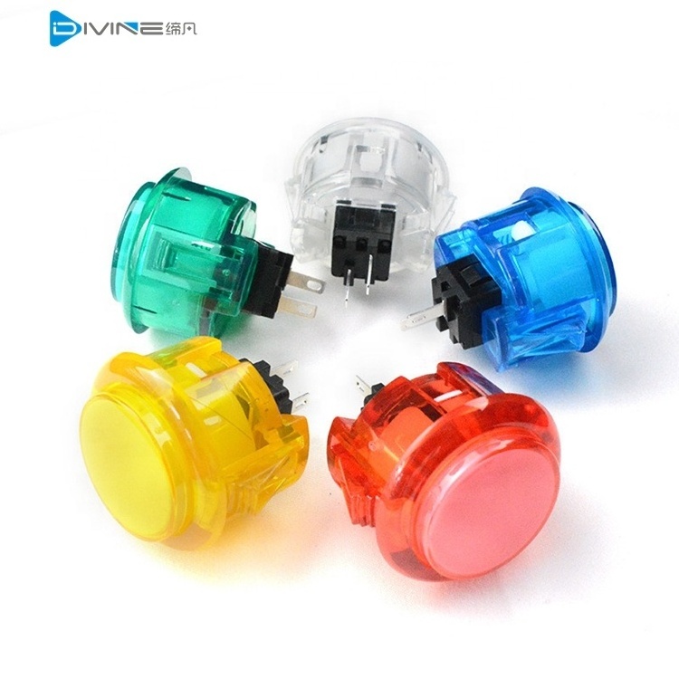 DIY game parts 24mm colorful round momentary 5V LED crystal plastic arcade switch push button