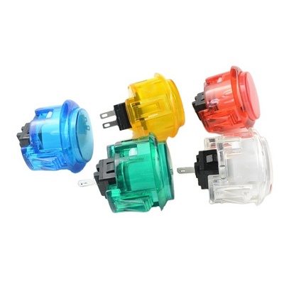 DIY game parts 24mm colorful round momentary 5V LED crystal plastic arcade switch push button