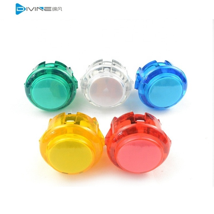 DIY game parts 24mm colorful round momentary 5V LED crystal plastic arcade switch push button