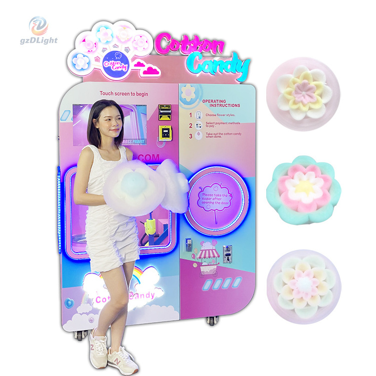 Intelligent Vending Automatic Floss Flower Cotton Candy Machine With 18 Types