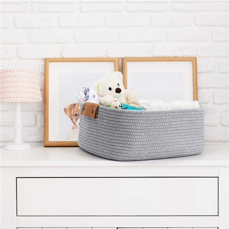 Handwoven 100% Cotton Baby Basket Baskets For Organizers Tables Small Rope 2Pcs Fabric Linens Storage Office Classification Iron