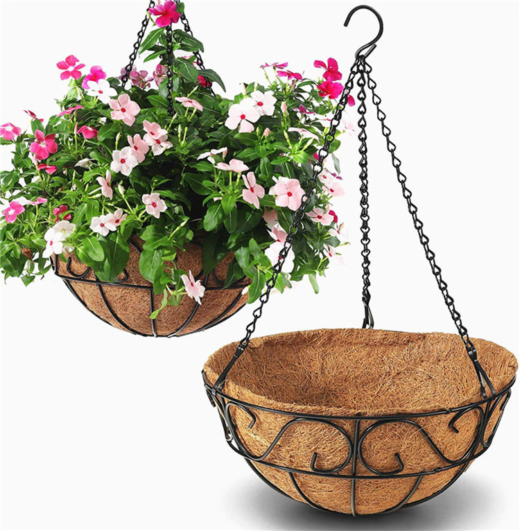 Plastic Hanging Baskets For Plants Basket In Pots 10 Planter Plant Hangers Black Drip Pan 12 Inches Straw