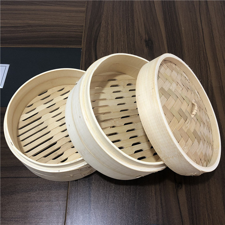 Bamboo Steamer With Metal Banding Dumpling Electric 50Cm Eco-Friendly Basket Big Momo Industrial Food Square Sets 12 Ring