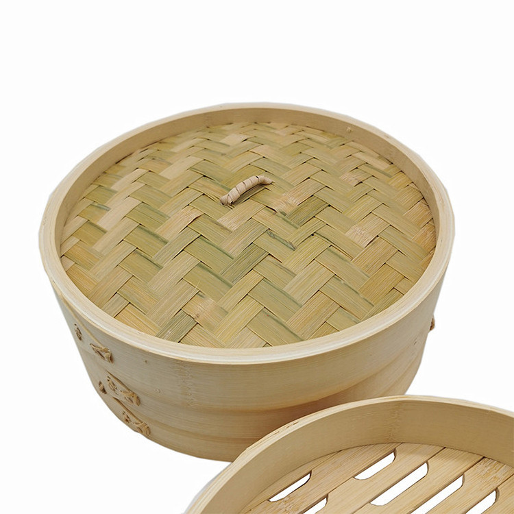 Bamboo Steamer With Metal Banding Dumpling Electric 50Cm Eco-Friendly Basket Big Momo Industrial Food Square Sets 12 Ring