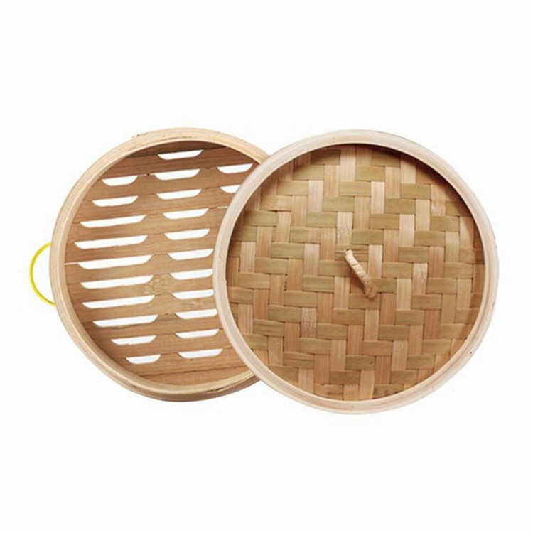 Bamboo Steamer With Metal Banding Dumpling Electric 50Cm Eco-Friendly Basket Big Momo Industrial Food Square Sets 12 Ring