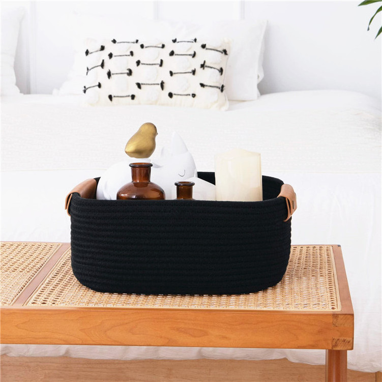 Handwoven 100% Cotton Baby Basket Baskets For Organizers Tables Small Rope 2Pcs Fabric Linens Storage Office Classification Iron