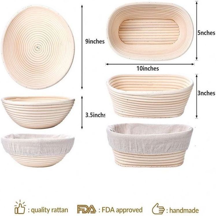 Yeast Dough Bowls Baking Ruler For Danish Scraper Banneton 11Cm Cooking Gifts Skinny Brotform Bread Proofing Baskets 9In Round