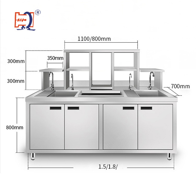 Commercial Boba Shop Working Table Equipment Stainless Steel Container Bubble Milk Tea Counter Bar Counter Coffee Counter