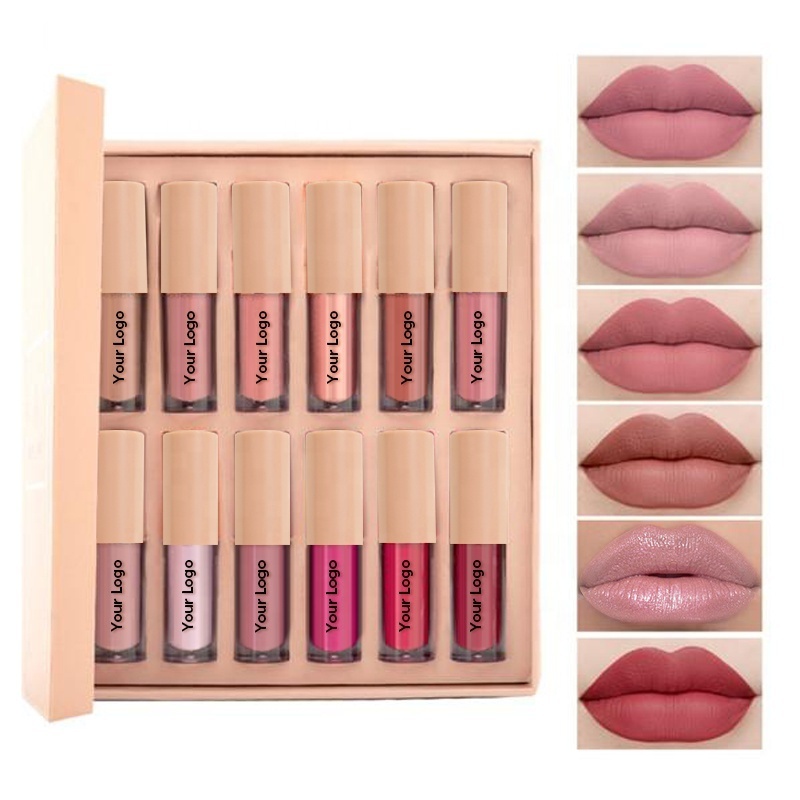 2022 Private Label 12 Colors Matte Lipstick Wholesale Waterproof Oem Makeup Custom Vegan liquid  Lip Gloss