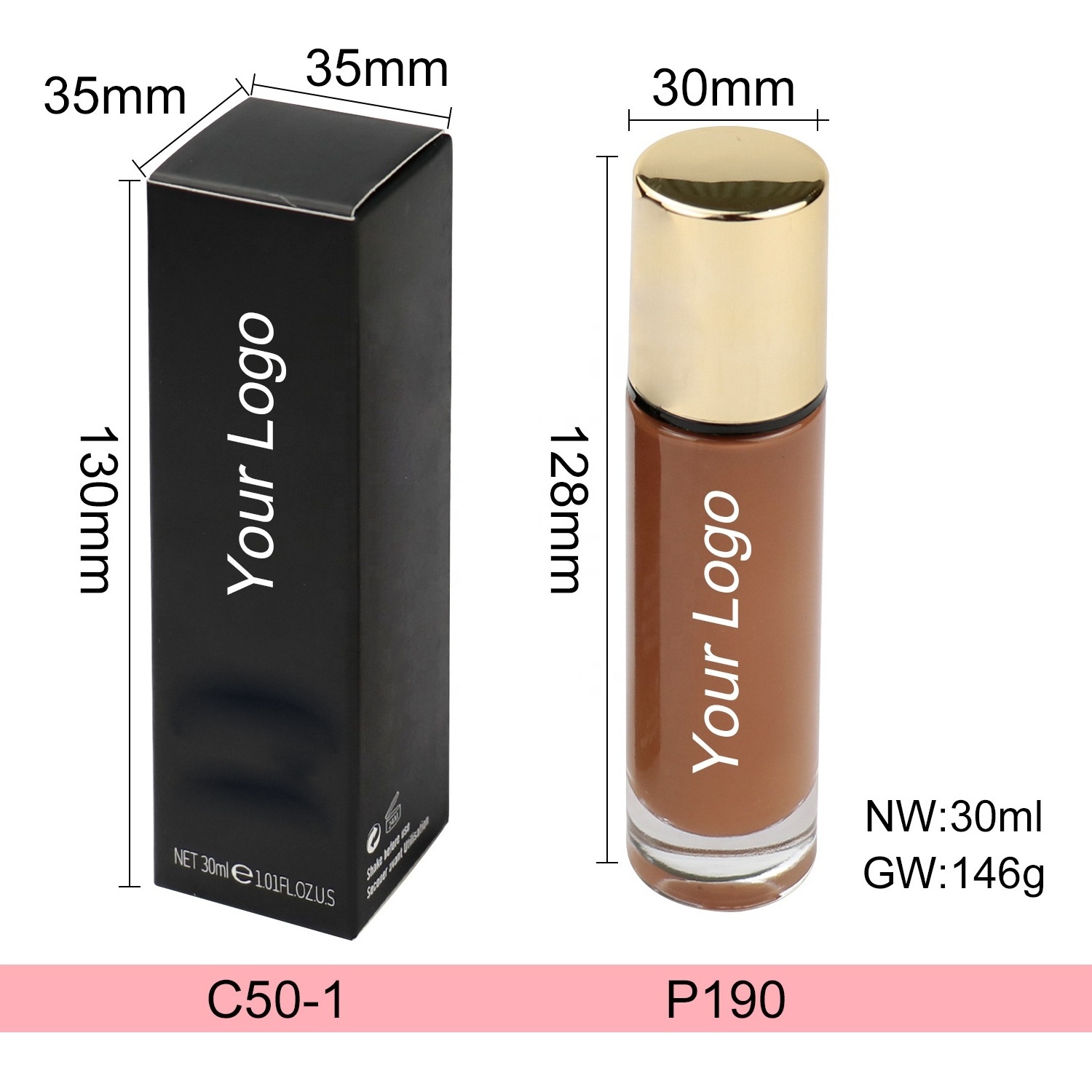 Custom Logo 17 Colors Full Coverage Vegan Waterproof Makeup Liquid Foundation Cream Private Label Foundation