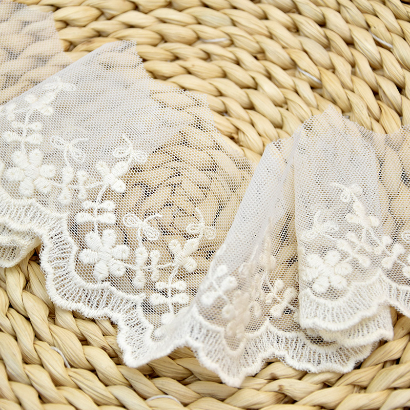 Wholesale luxury nylon material embroidery lace cotton embroidery three-dimensional lace