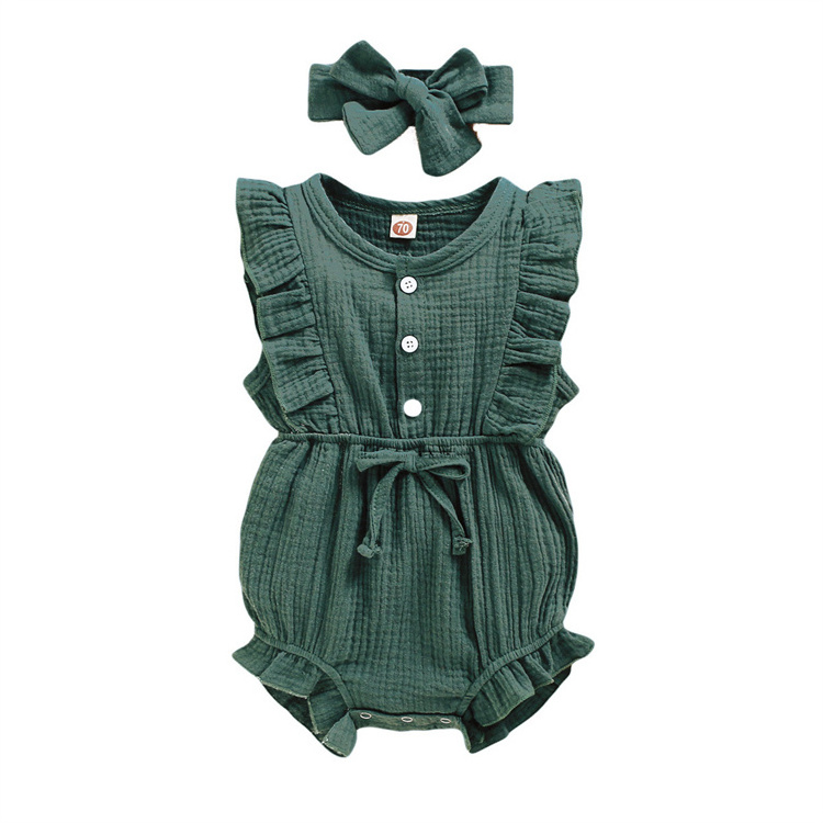 Hot Ins Style Sleeveless Crinkle Ruffle Baby Clothes Girl Kids Rompers Toddler Boutique Clothing Newborn Baby Girls Clothes