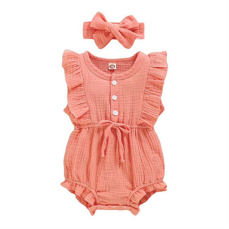 Hot Ins Style Sleeveless Crinkle Ruffle Baby Clothes Girl Kids Rompers Toddler Boutique Clothing Newborn Baby Girls Clothes