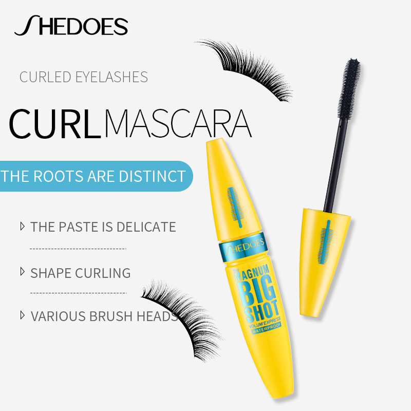 Europe America Silicone Rubber Head Mascara Pink Yellow Blue Curling Mascara Slender Waterproof Mascara Long-Wearing