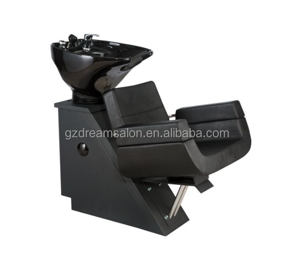 DREAMSALON beauty salon equipment simple salon furniture ceramic basin hair washing chair black shampoo unit