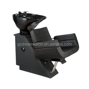 DREAMSALON beauty salon equipment simple salon furniture ceramic basin hair washing chair black shampoo unit