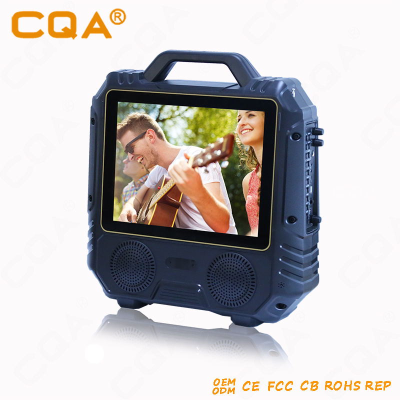 2019 CQA handheld rechargeable chinese karaoke machine tv trolley speaker with screen