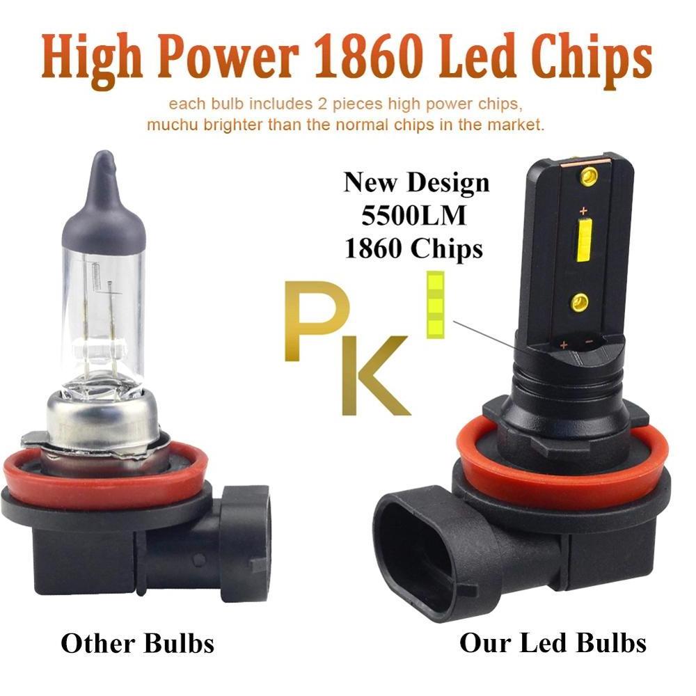 2pcs H11 H8 LED 60W Headlight Kit 6500K White Car Truck Fog Lights Driving Bulb Lamp 4 x LED Side Marker Lights Headlight Access