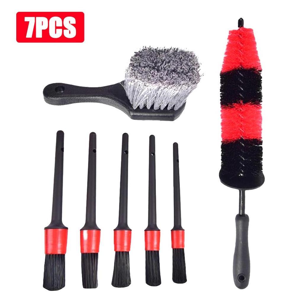 7Pcs Car Wheel Brush Set 17Inch Long Soft Bristle Tire Rim Brush And Car Detailing Brush Kit For Car Truck Bicycle Cleaning Tool