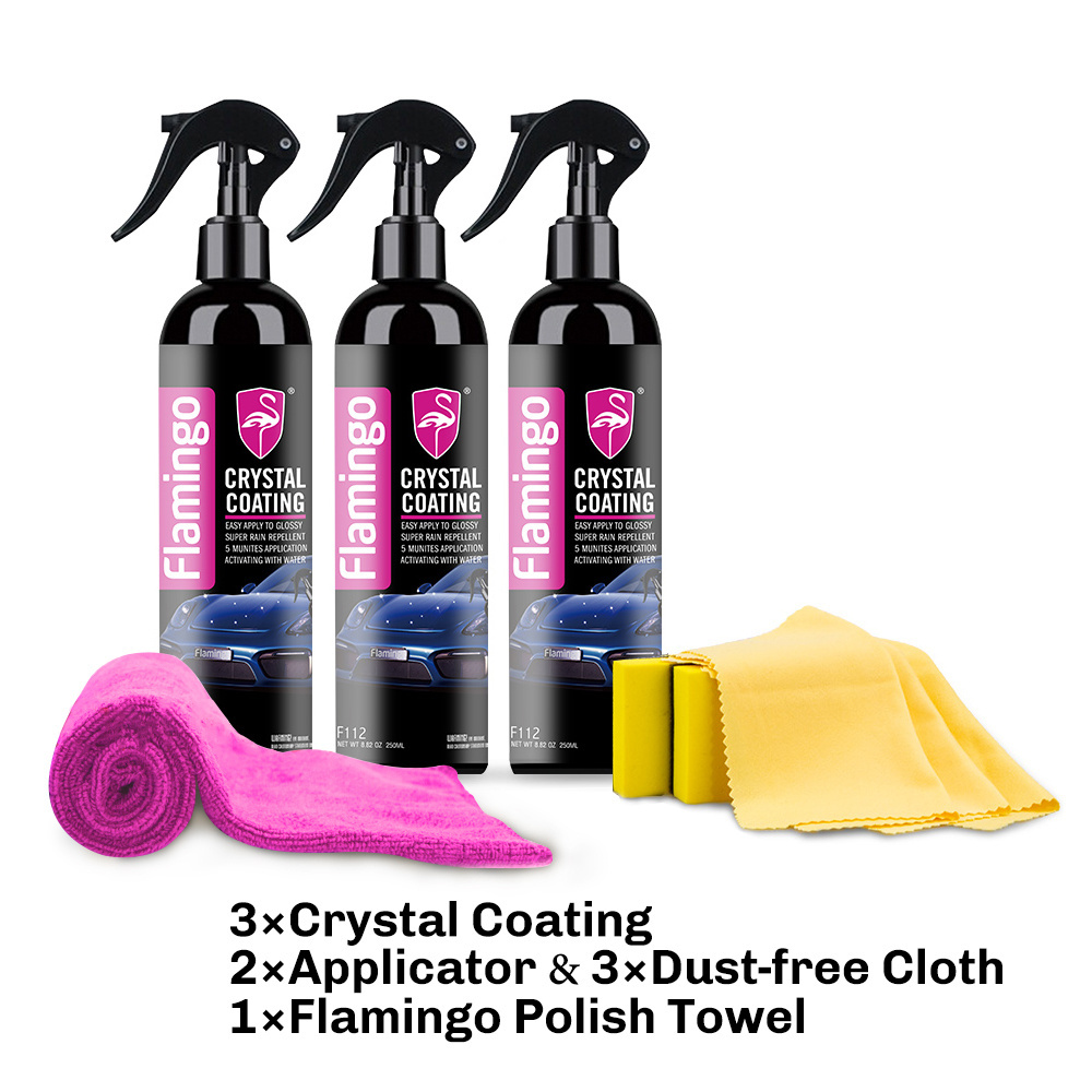 Flamingo 250ml Crystal Ceramic Car Coating Paint Care Nano Hydrophobic Coating Waterproof High Gloss Shine Liquid Polish Wax