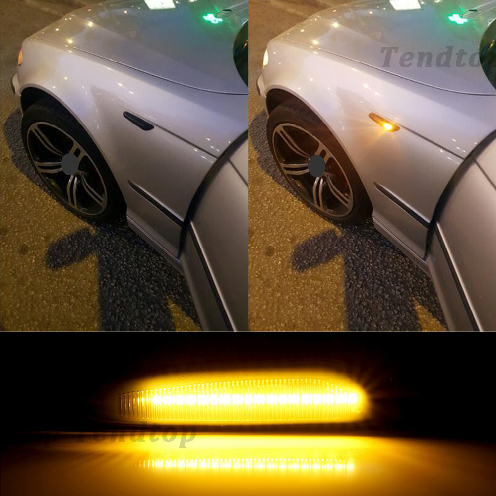 A pair.LED Side Marker Mirror Indicator Lamp Flowing Water Turn Signal Light Amber For BMW E90 E91 E92 E93 E60 E87 E82 E61