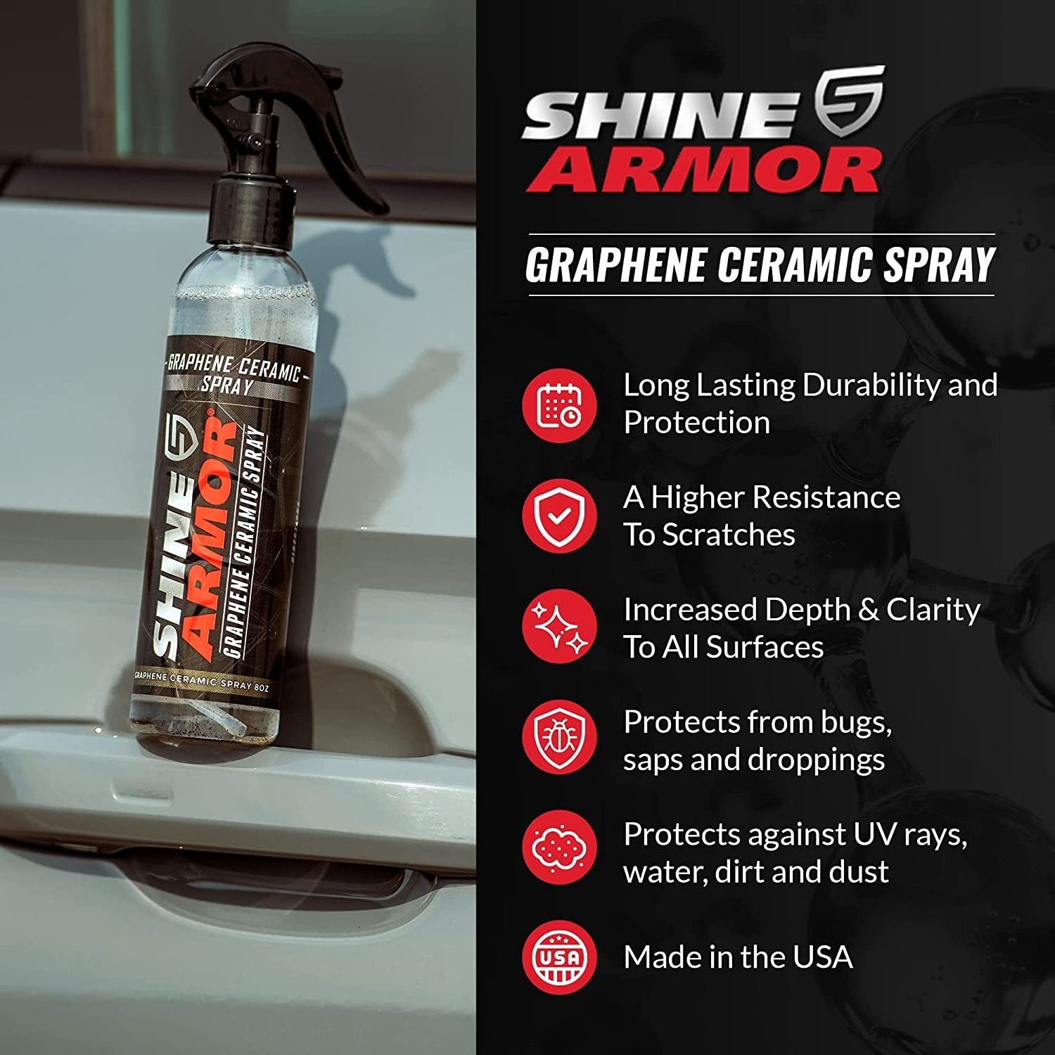 SHINE ARMOR GRAPHENE CERAMIC SPRAY car ceramic coating polish glossy and repel water protection factory direct sales