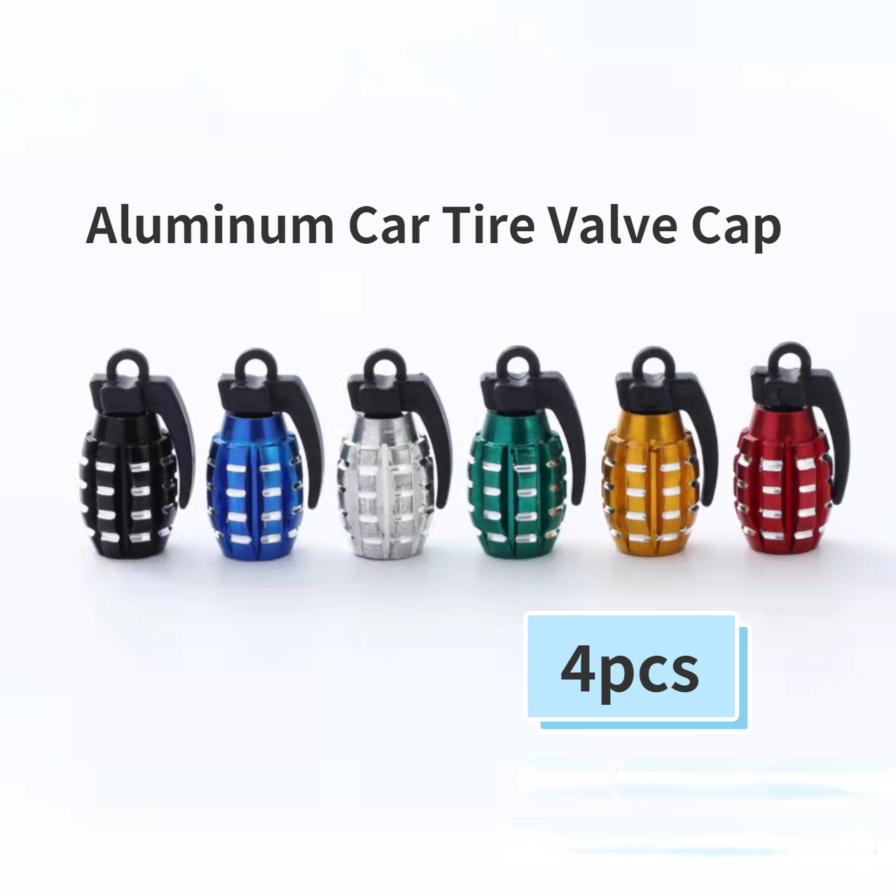 4 pieces of color bullet aluminum alloy automobile tire valve cap refit automobile valve cap dust cap waterproof