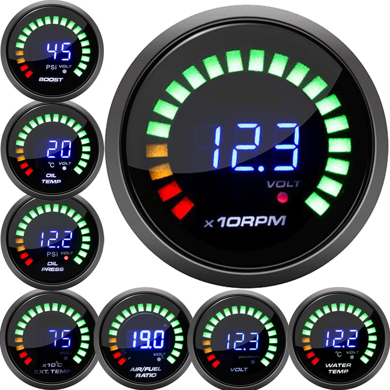 52mm Air Fuel Ratio Gauge LED Digital Display With Narrowband O2 Oxygen Sensor Car Gauge for 12V Car 0258006028 Racing Gauge