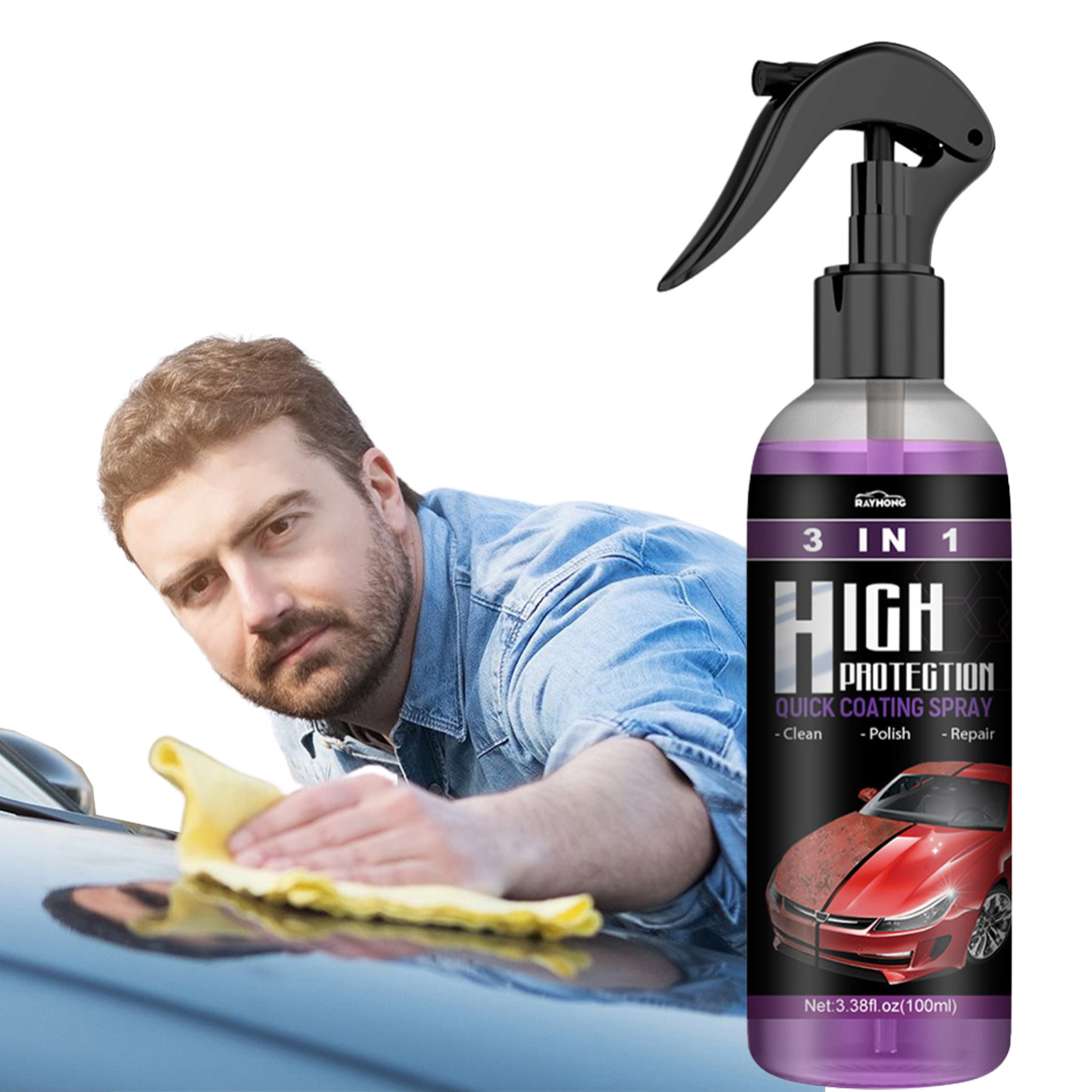 3 In 1 Quick Coating Spray High Protection Car Shield Coating Car Paint Repair Car Exterior Restorer Ceramic Spray Coating Quick