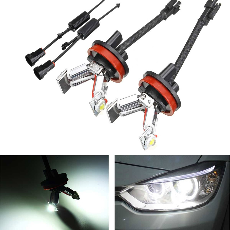 2Pcs Car LED Angel Eye Light 6000K H8 Light Bulb for BMW E82 E87 E90 E91 E92 M3 E93 E60 E61 E63 E70 X5 E71 X6 E89 Z4