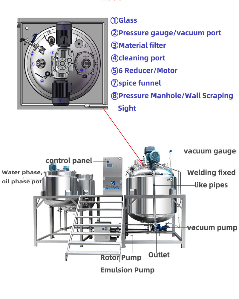 150L Cosmetics manufacturing equipment Emulsifier Snail Slime Making Machine Cosmetic Cream Making Machine