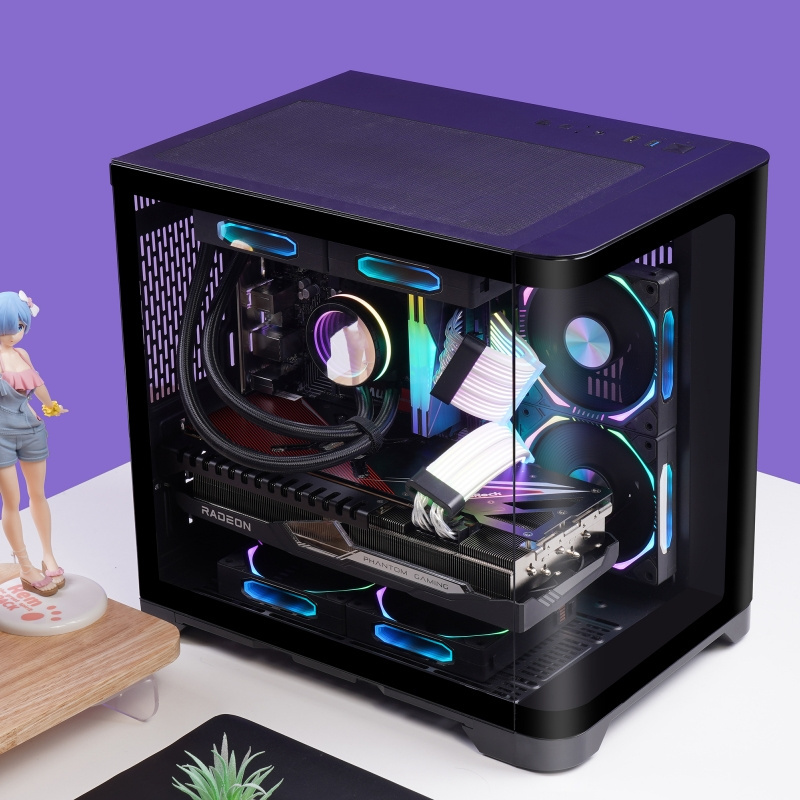 High End Curved Tempered Glass Panel Gabinete PC Micro ATX Case PC Gaming Computer Cases & Towers