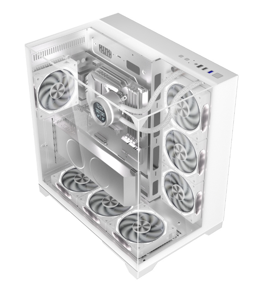 New Hot Selling Design Gaming Computer Cases Full Tower CPU Casing With 3 Tempered Glass Gaming Cabinet