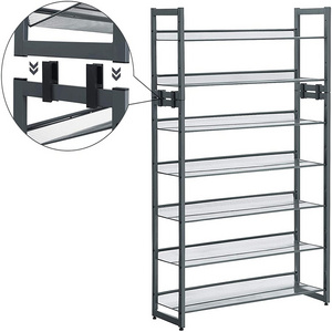 High Quality Stock Metal Storage Shoe Racks With Mesh Shelf Slant Adjustable For Home Entryway