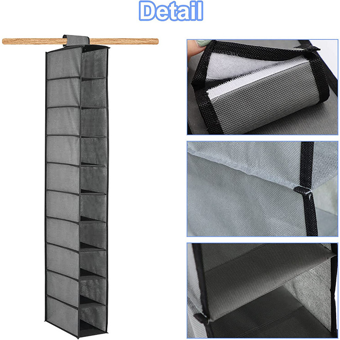 Customized 10-Layer Foldable Closet Systems Wardrobe Storage Shoes Bag compartments Hanging Organizer