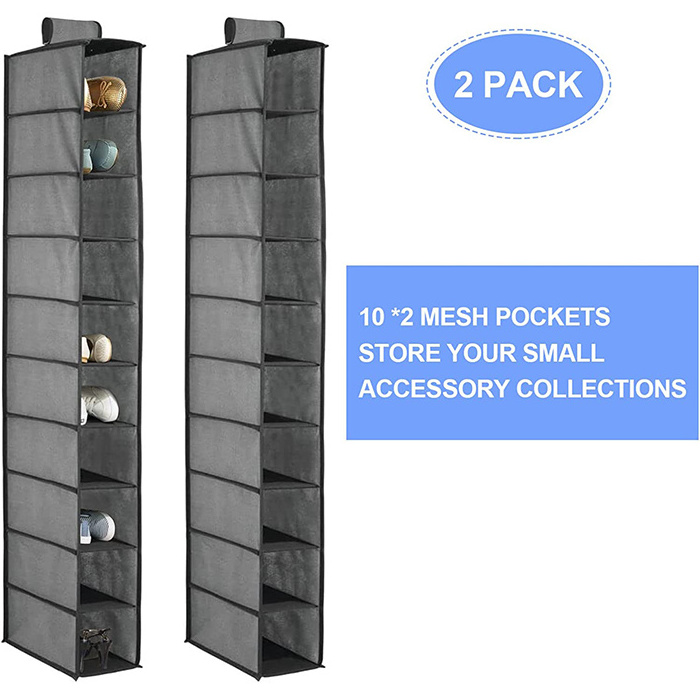 Customized 10-Layer Foldable Closet Systems Wardrobe Storage Shoes Bag compartments Hanging Organizer