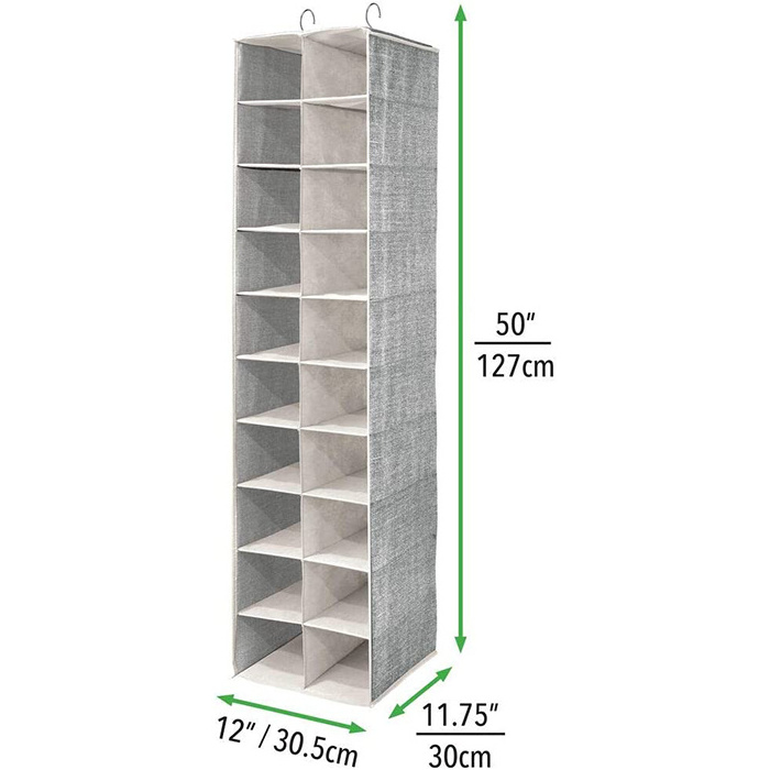 Hot Sale Foldable Non Woven Fabric Clothes Storage Shelf Bag 20 Grid Closet Systems Hanging Organizers