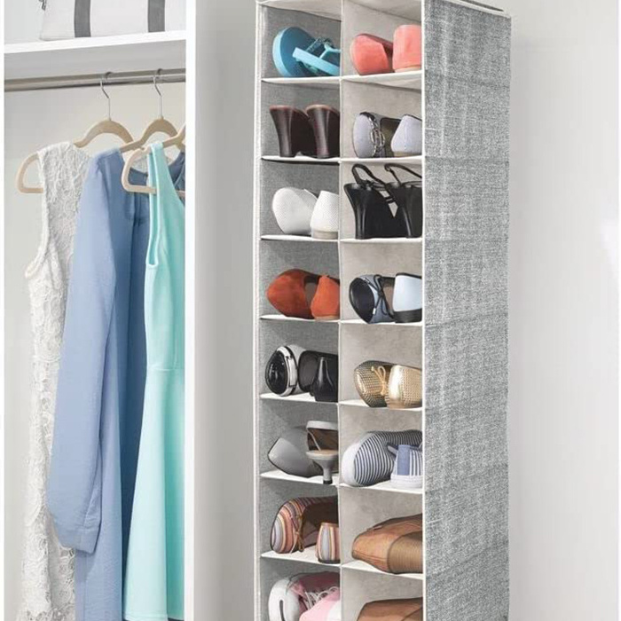 Hot Sale Foldable Non Woven Fabric Clothes Storage Shelf Bag 20 Grid Closet Systems Hanging Organizers